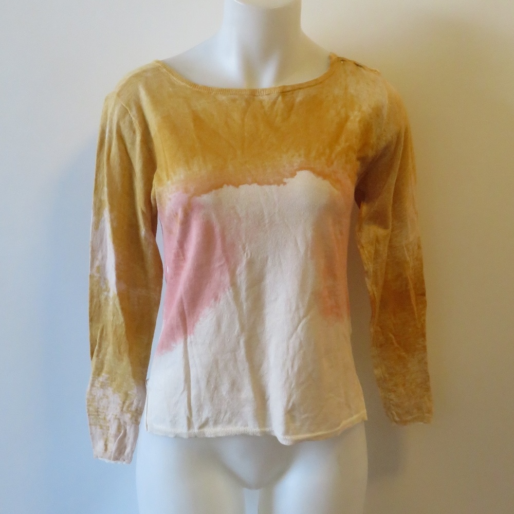 ACOTE' NEUTRAL TIE DYE COTTON KNIT TOP SIZE S